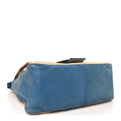 Fendi Vitello Savana Big Forever Mama Baguette Beige Blue 4 of 14