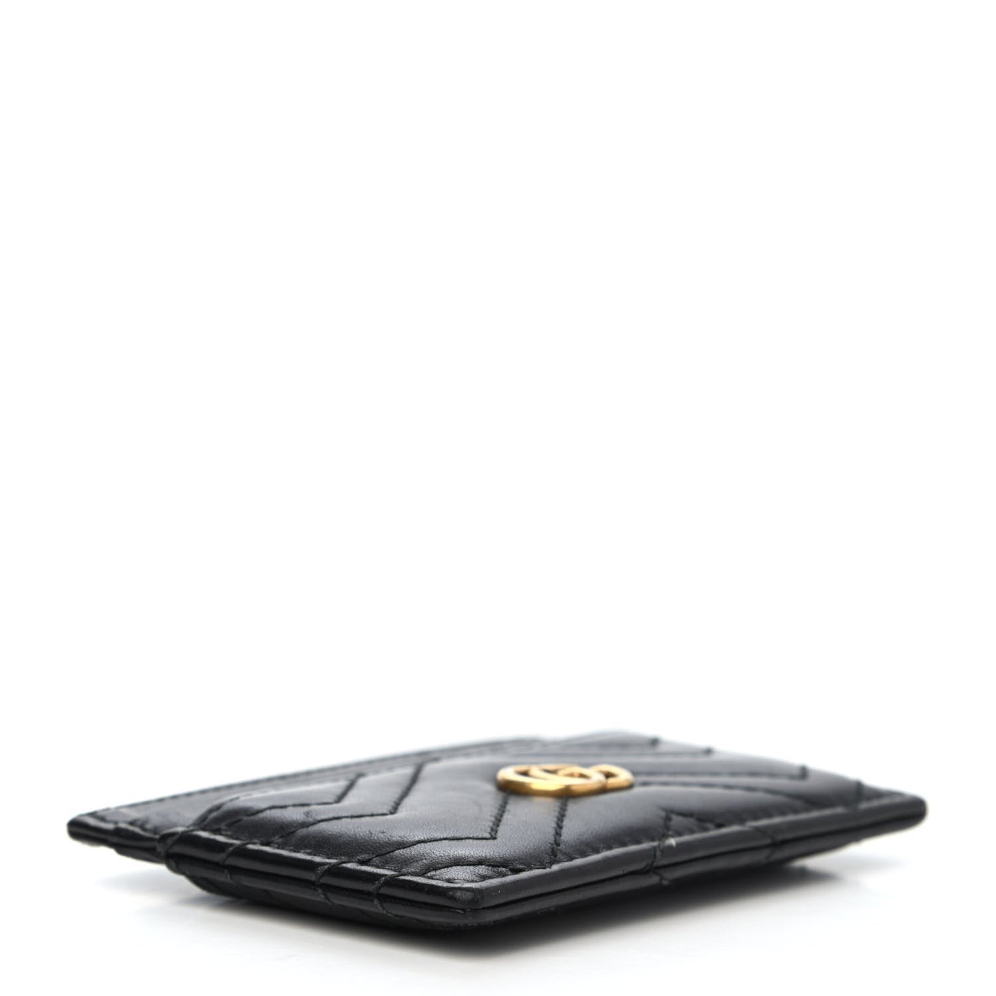 Calfskin Matelasse GG Marmont Card Holder Black