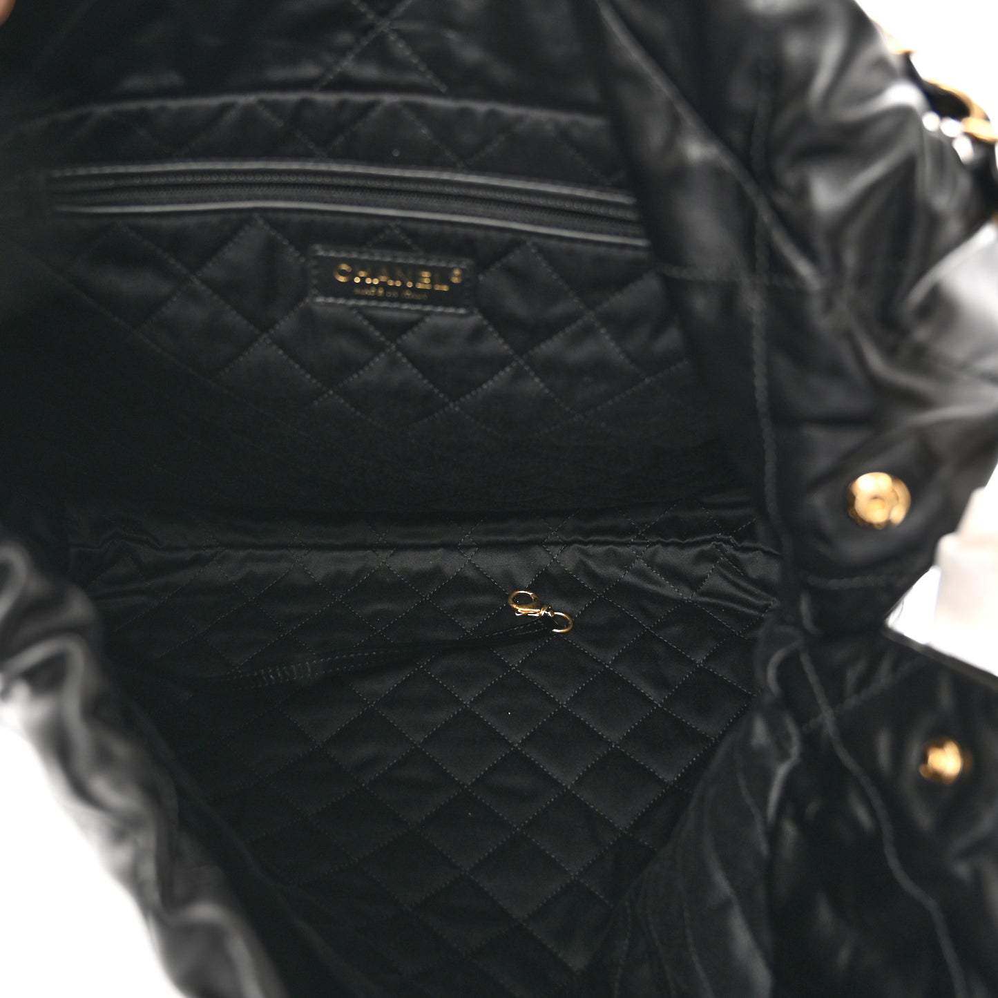 Shiny Calfskin Quilted Large Chanel 22 Black