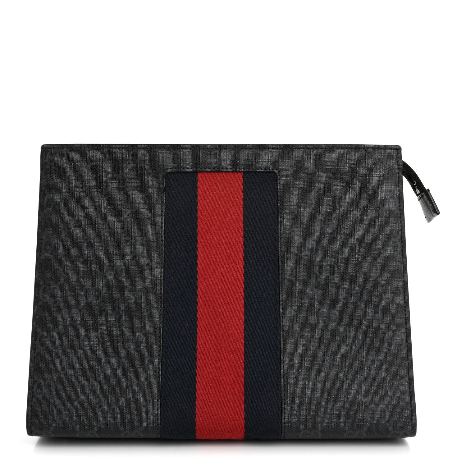 Gucci GG Supreme Monogram Selleria Calfskin Web New Web Cosmetic Case Black 1 of 10