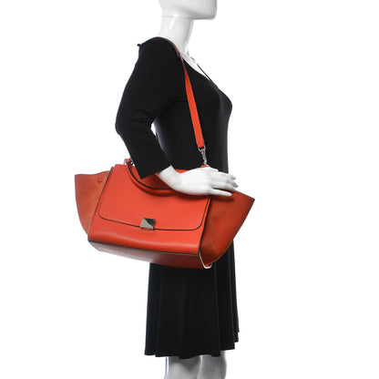Celine Drummed Calfskin Suede Medium Trapeze Vermillion 2 of 6