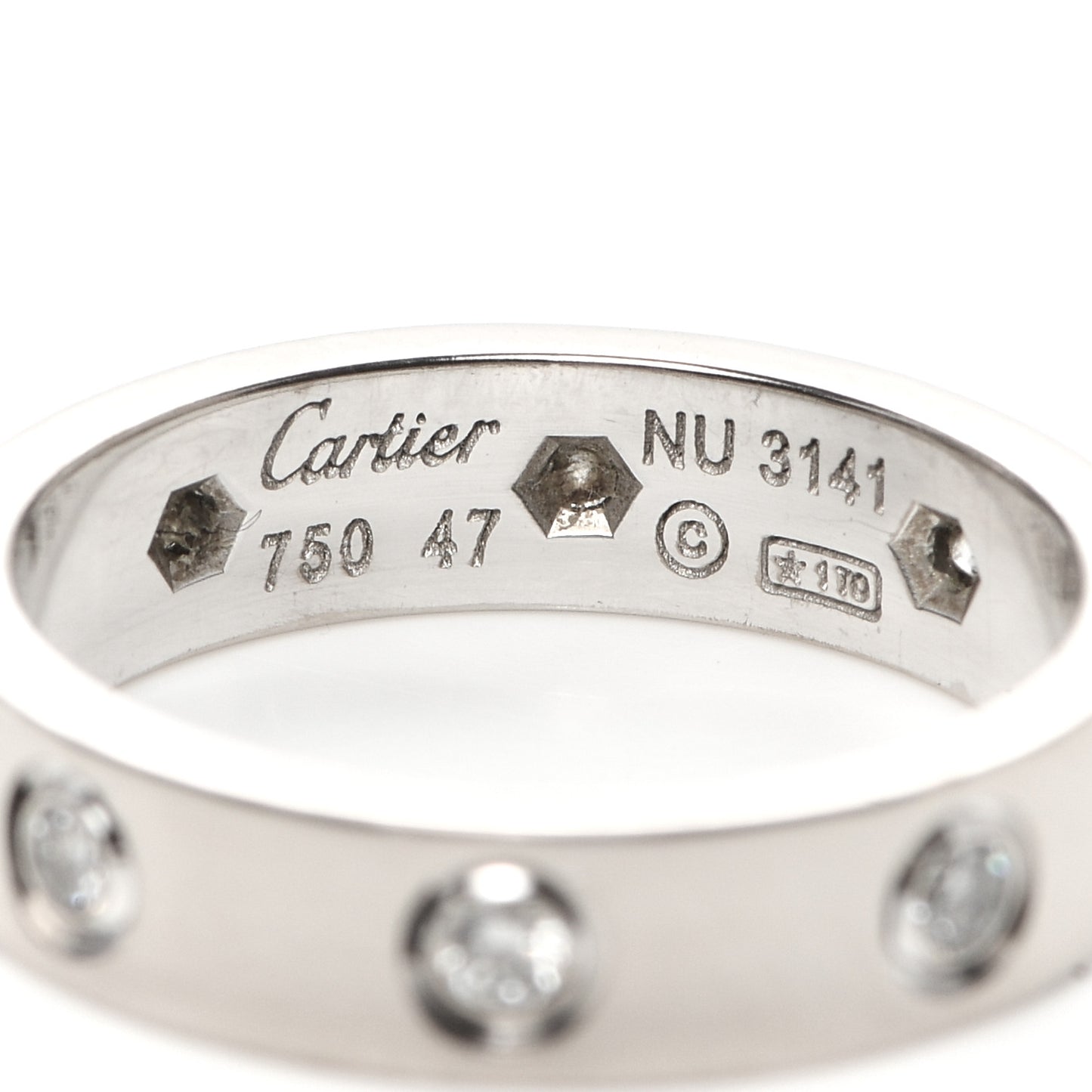 18K White Gold 8 Diamond 4mm Wedding Band LOVE Ring 47 4