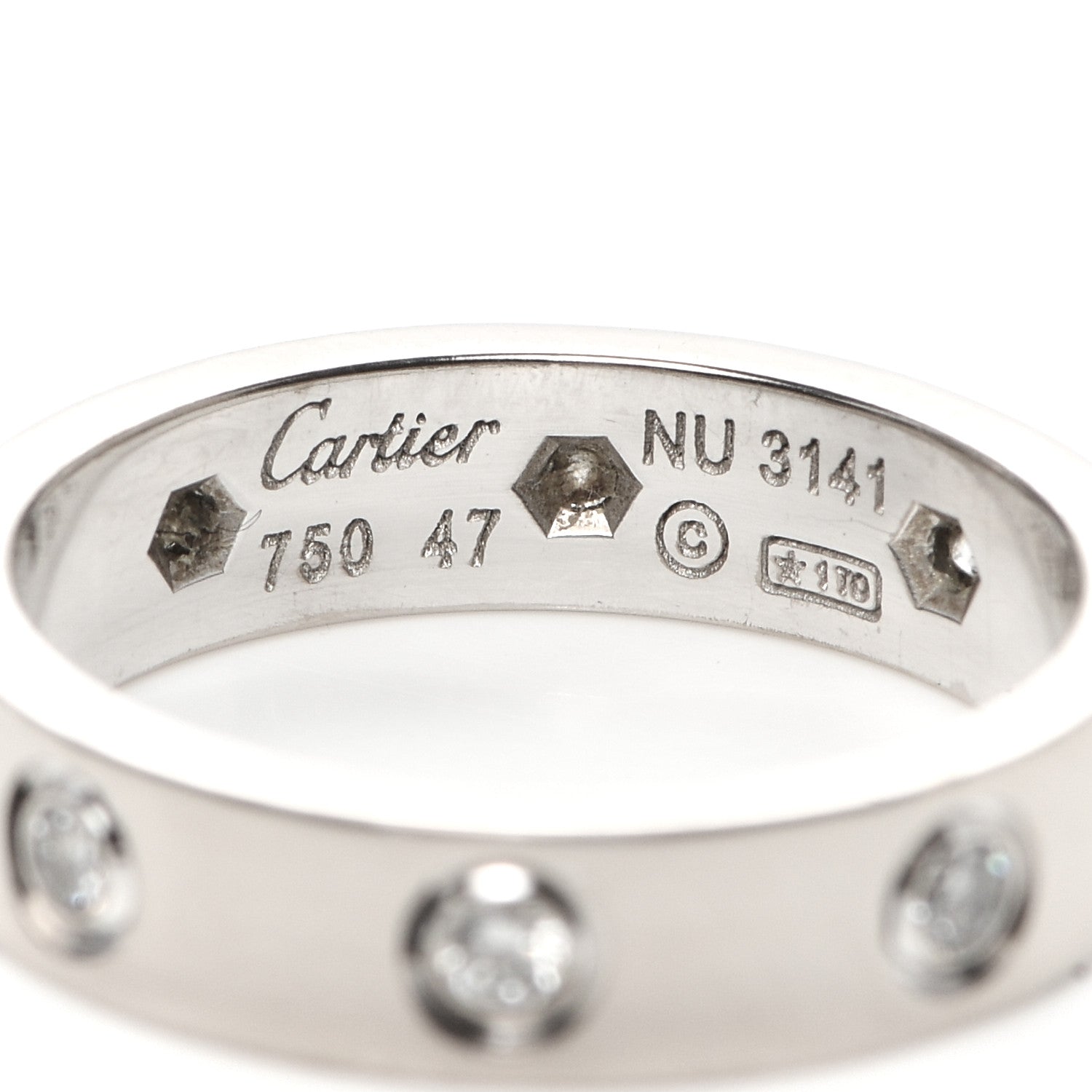 Cartier 18K White Gold 8 Diamond 4mm Wedding Band LOVE Ring 47 4 4 of 6