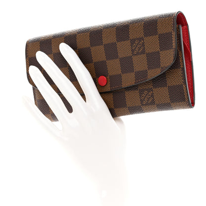 Louis Vuitton Damier Ebene Emilie Wallet Red 2 of 10