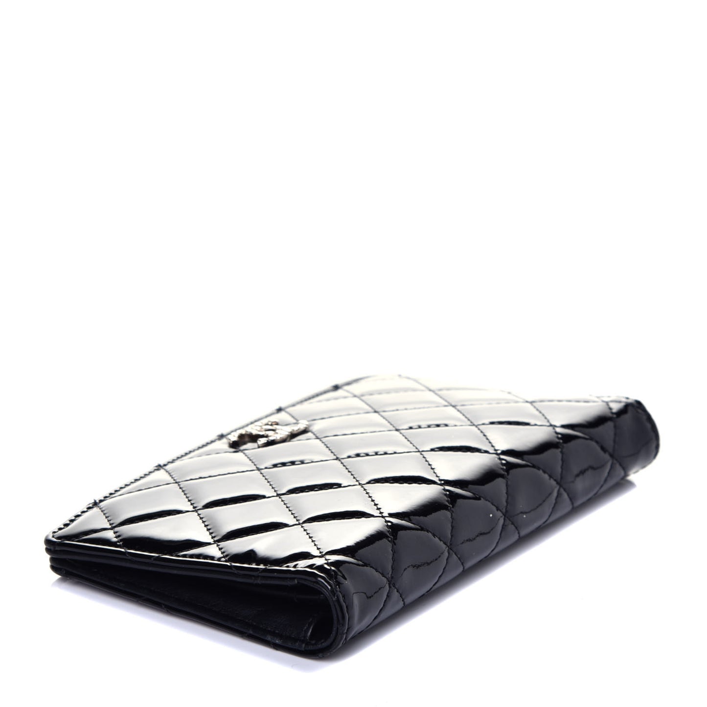 Patent Quilted Brilliant Yen Wallet Black
