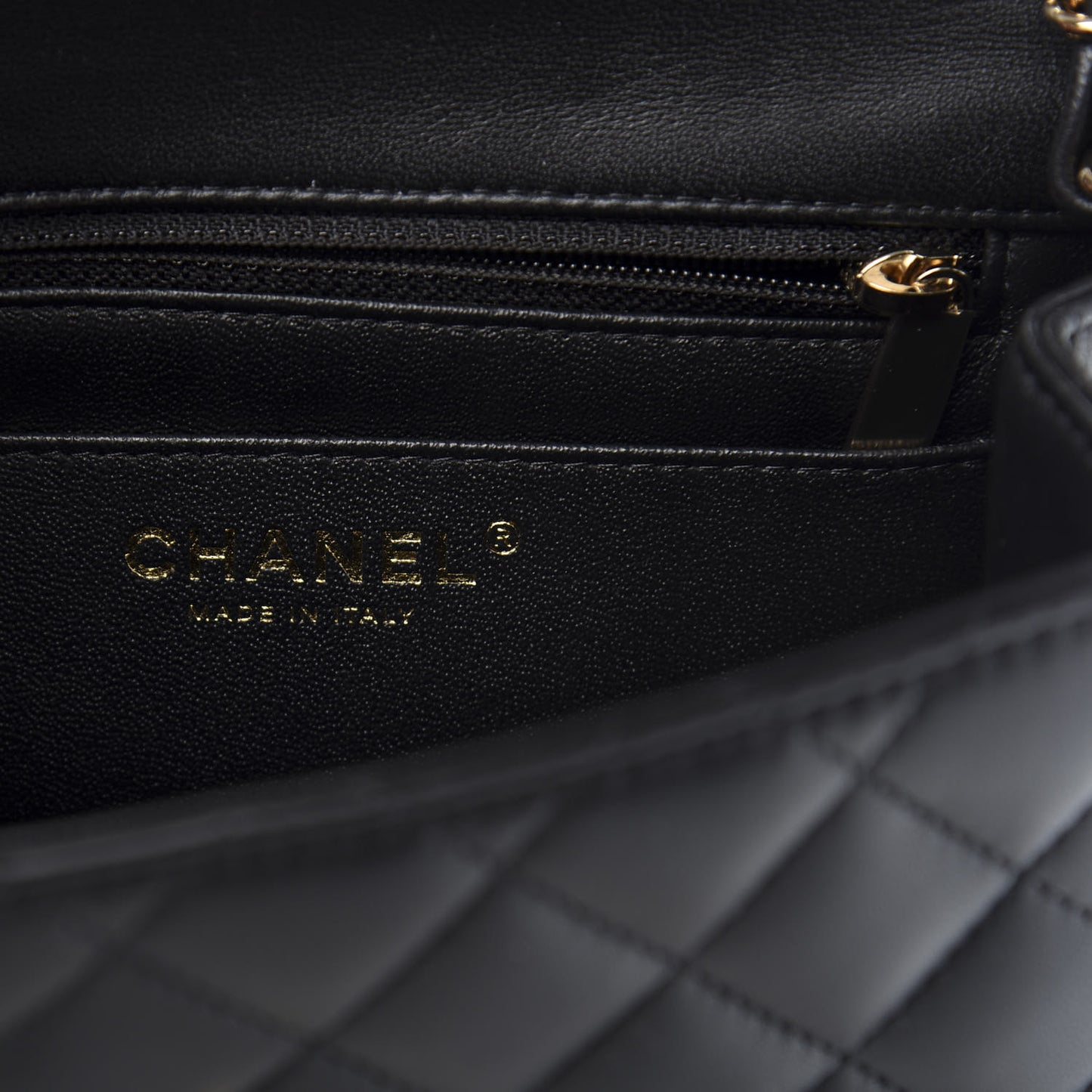 Lambskin Quilted Mini Square Flap Black