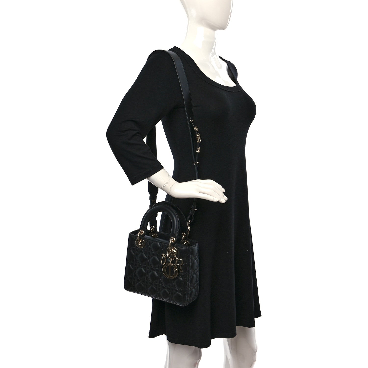 Christian Dior Lambskin Cannage Small My ABCDior Lady Dior Black 2 of 12