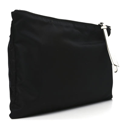Prada Tessuto Nylon Saffiano Patch Camouflage Pouch Blue Black 2 of 8
