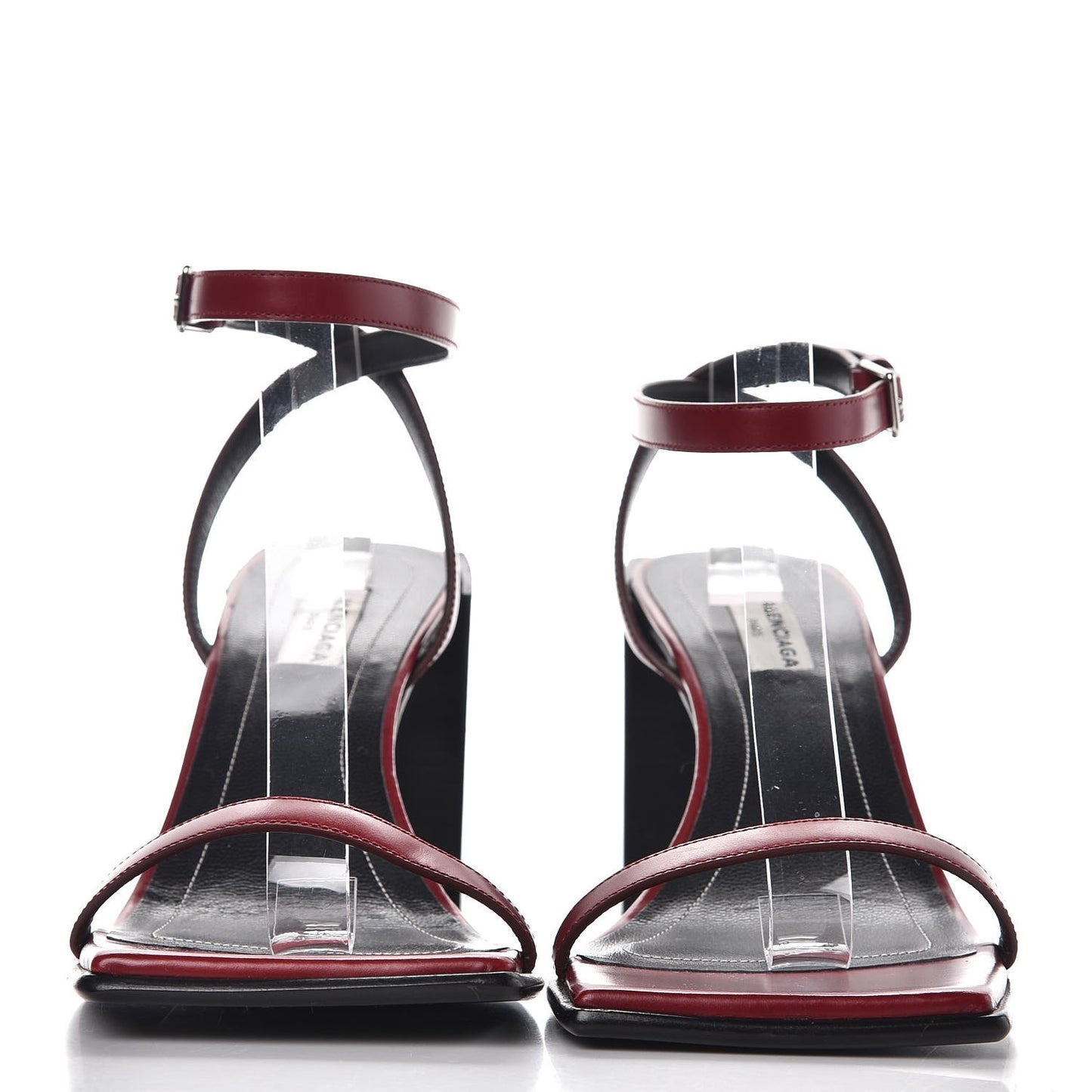 Calfskin Square Toe Sandals 37 Red Black