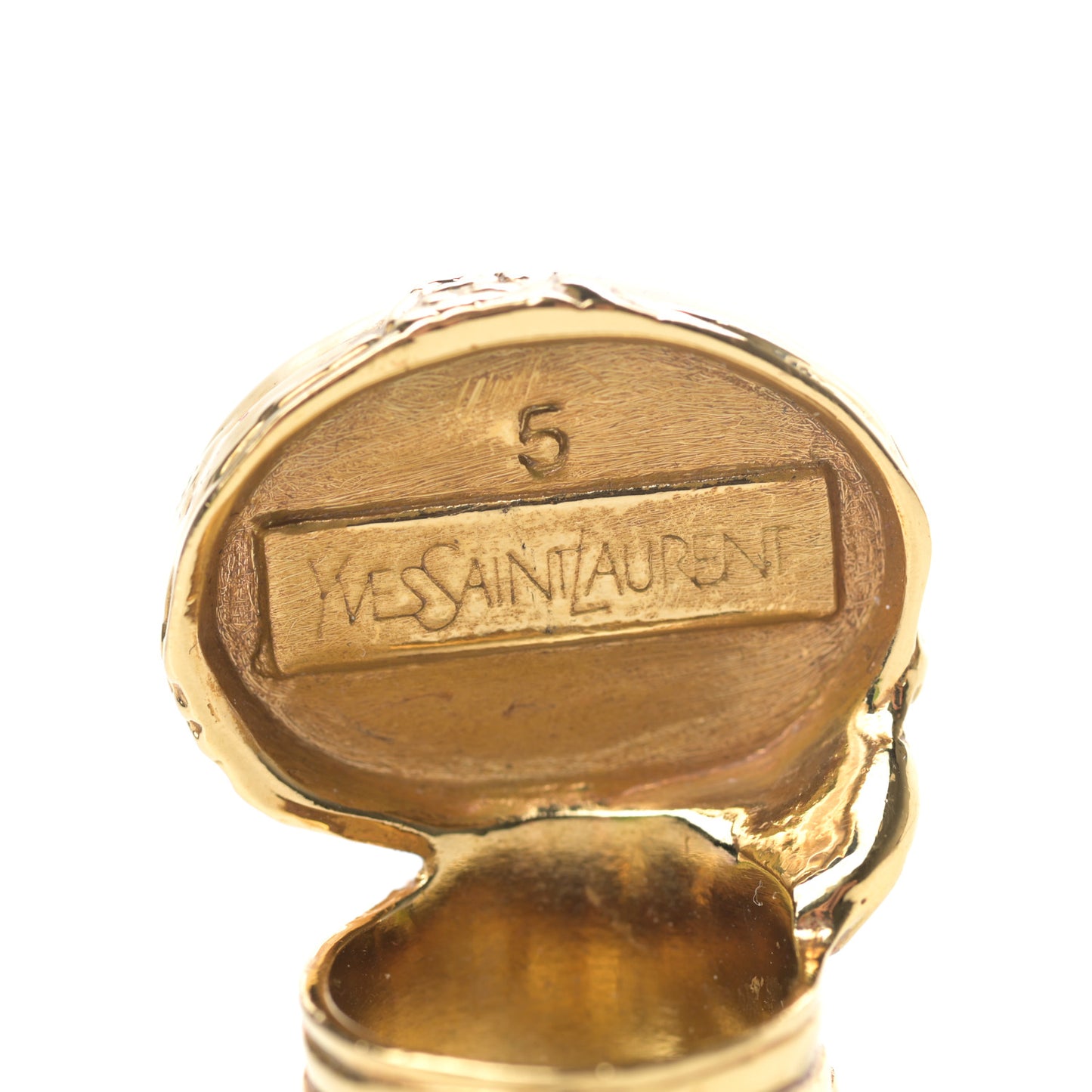 Glass Cabochon Arty Ovale Ring 5 Gold Pink