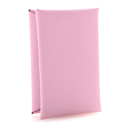 Hermes Epsom Horseshoe Calvi Card Case Mauve Sylvestre Rose Azalee 3 of 9