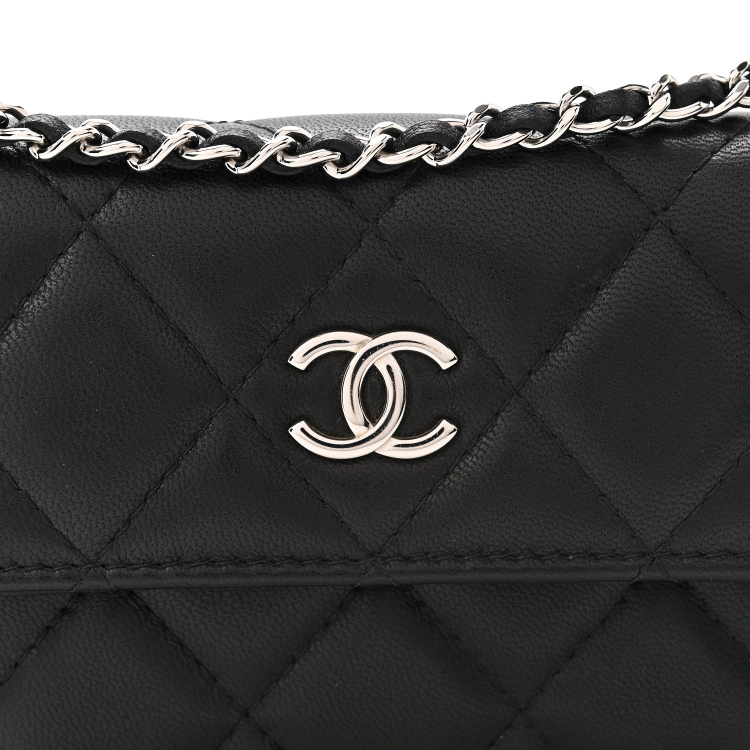 Chanel Lambskin Quilted Card Holder On Chain Black 9 of 11