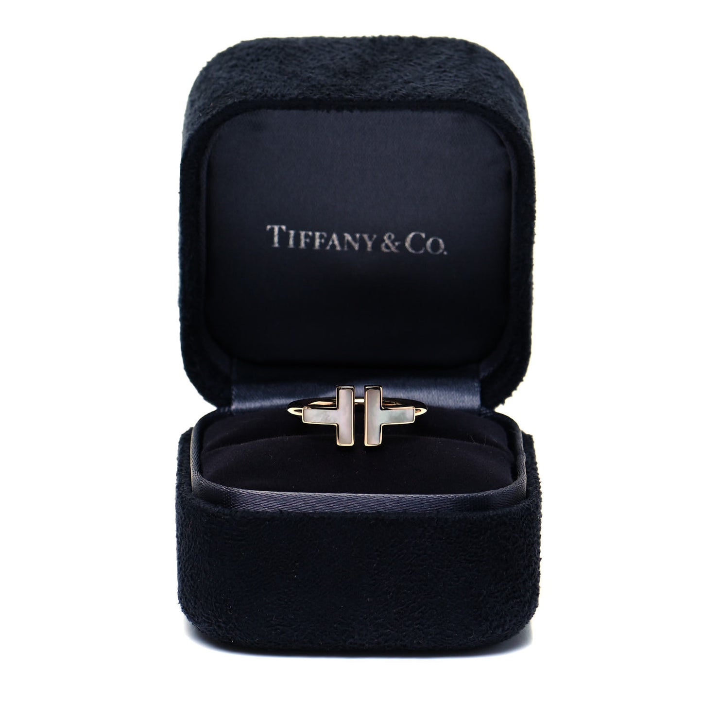 18K Rose Gold Mother of Pearl T Wire Ring 49 5