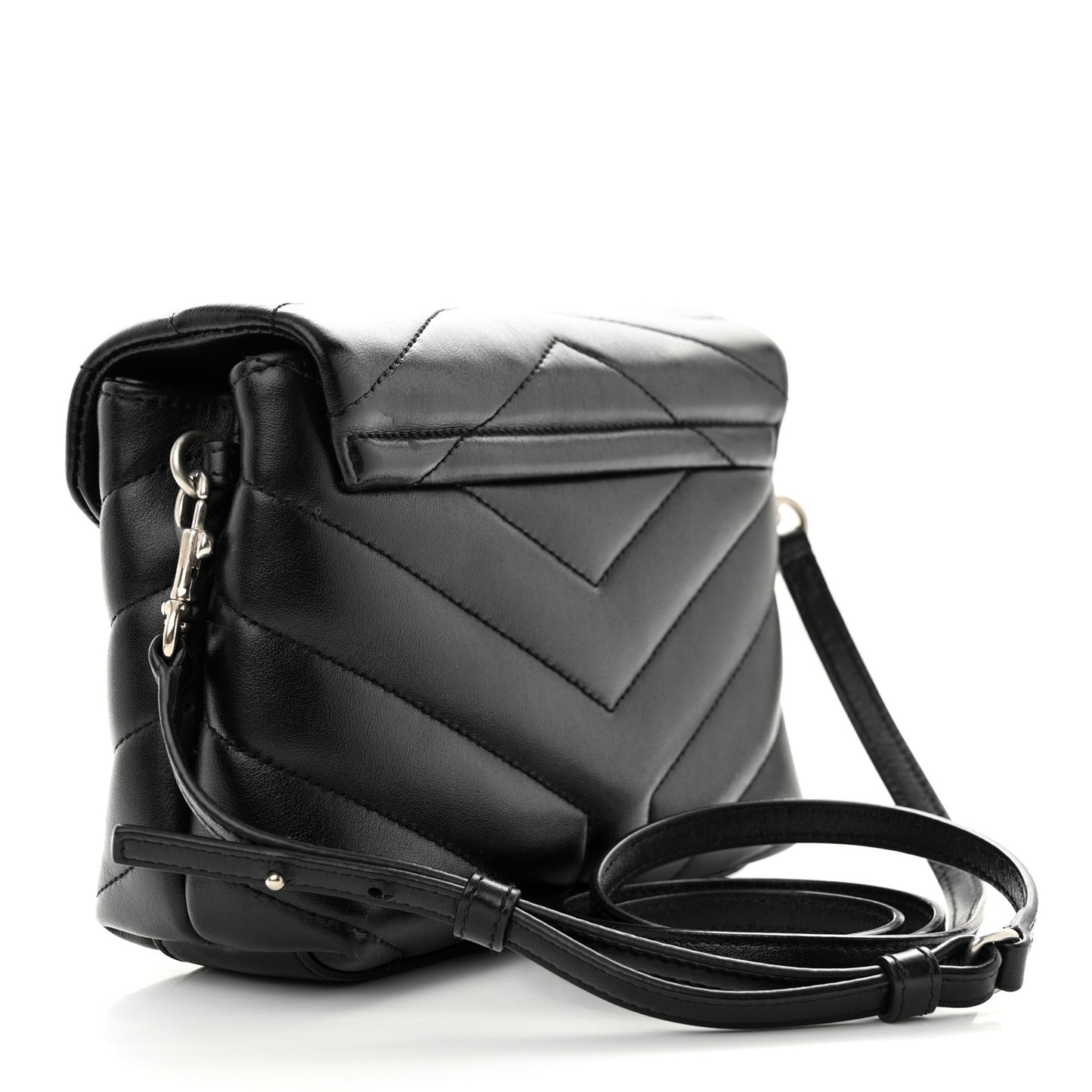 Calfskin Y Quilted Monogram Toy Loulou Crossbody Bag Black