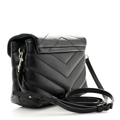 Saint Laurent Calfskin Y Quilted Monogram Toy Loulou Crossbody Bag Black 3 of 9
