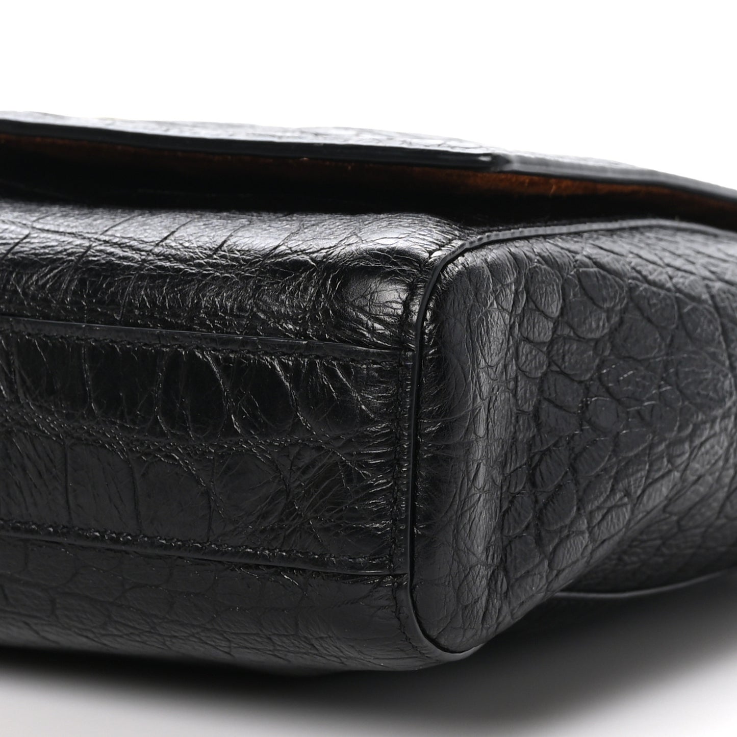 Calfskin Crocodile Embossed Suede Medium Reversible Monogram Kate Satchel Military Taupe