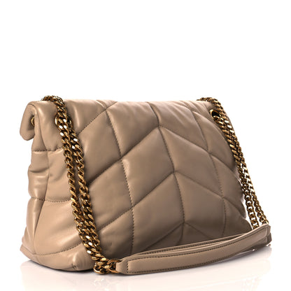 Saint Laurent Lambskin Quilted Small Loulou Puffer Monogram Chain Satchel Dark Beige 2 of 10
