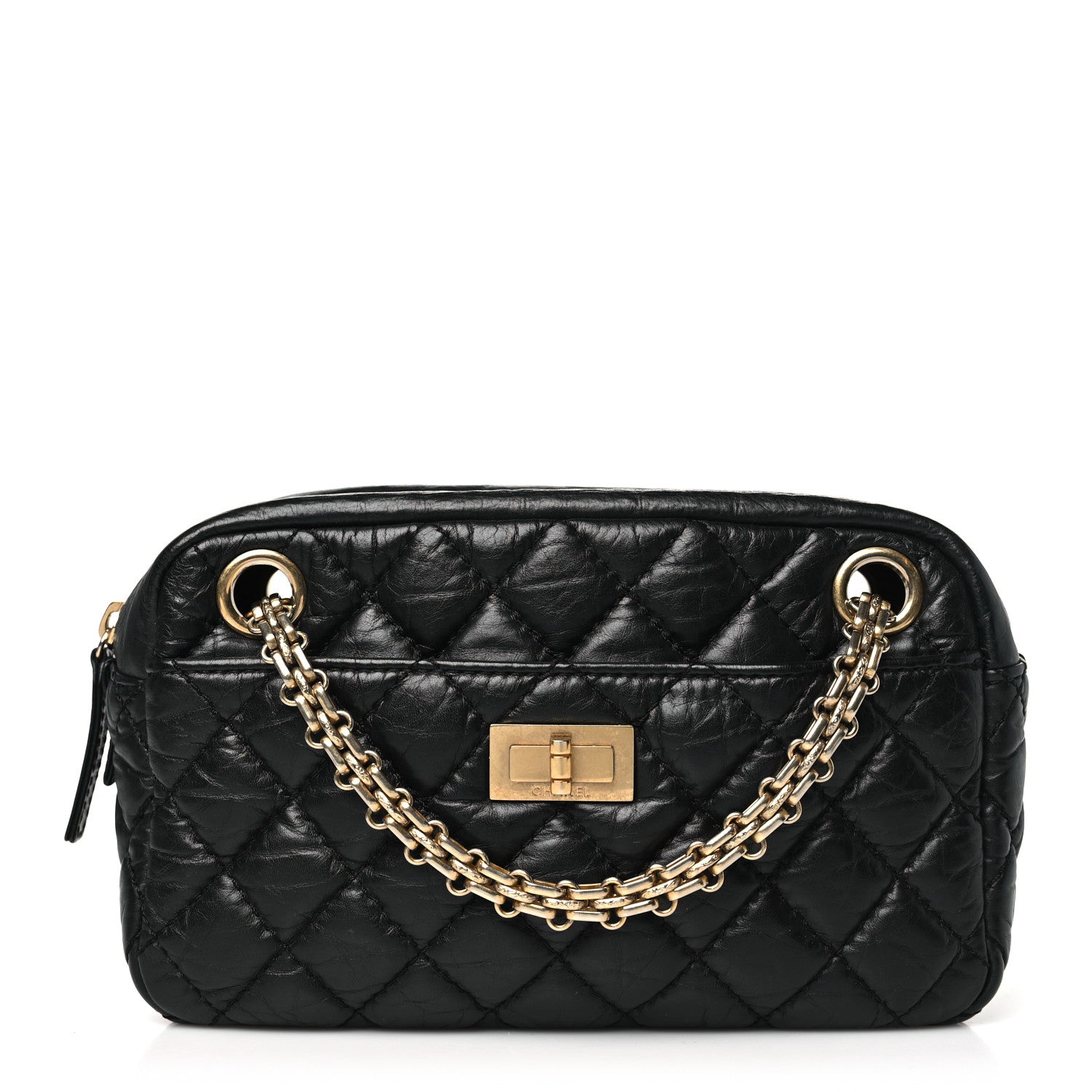 Chanel Aged Calfskin Quilted Small Reissue Camera Case Black 1 of 10