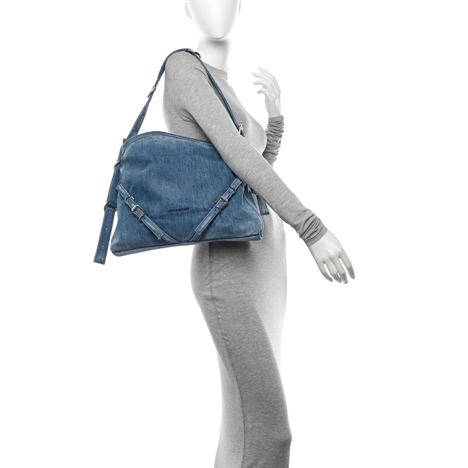Givenchy Washed Denim Medium Voyou Bag Medium Blue 2 of 12