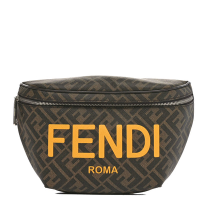 Fendi Shiny Glazed Fabric Vitello Cover FF 1974 Logo Belt Bag Tobacco Moro Giallo Ebano 1 of 10