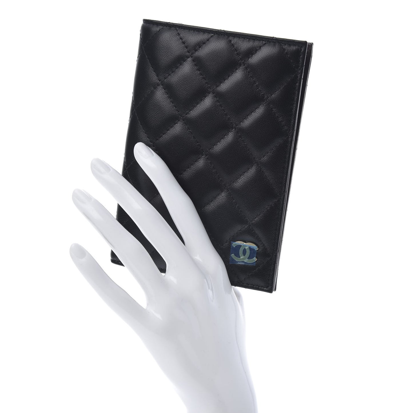 Lambskin Quilted Passport Holder Black