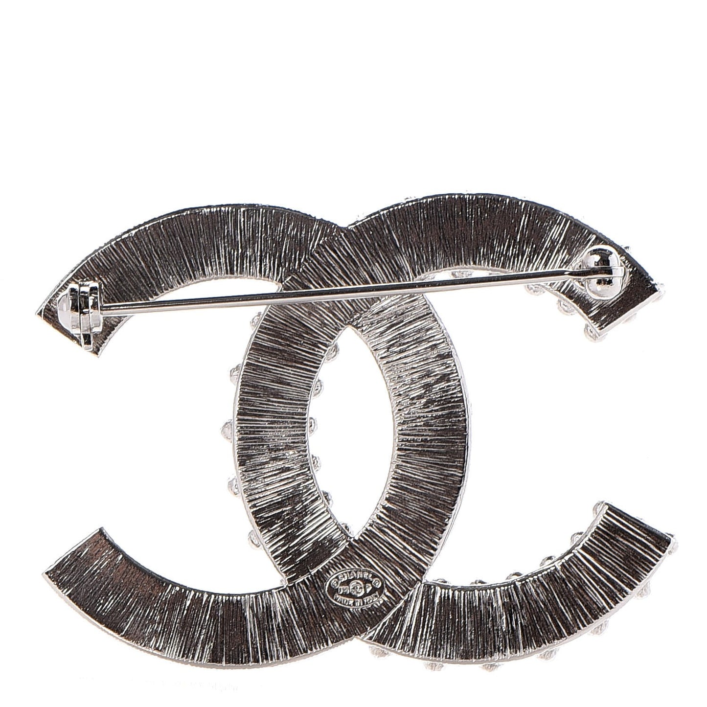 Baguette Round Crystal CC Brooch Silver