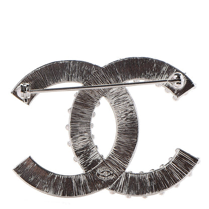Chanel Baguette Round Crystal CC Brooch Silver 3 of 5