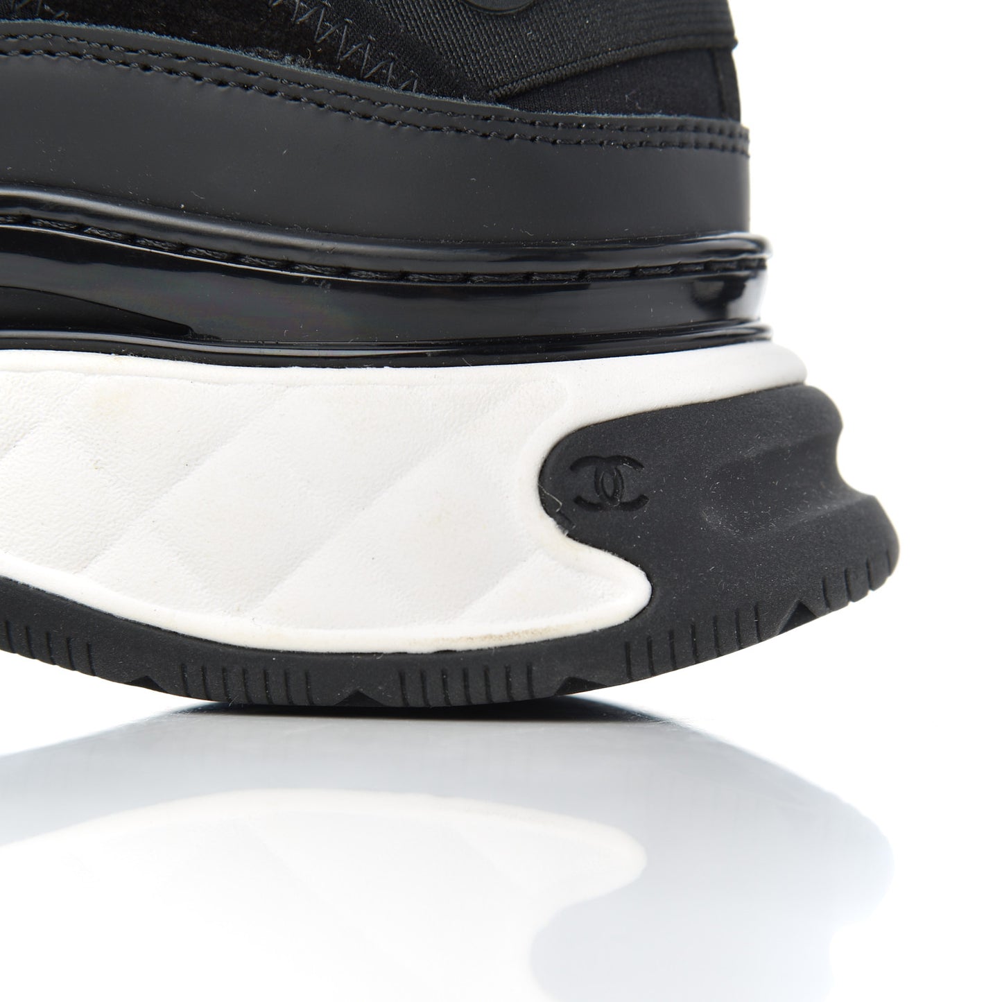 Velvet Calfskin Mixed Fibers CC Sneakers 38.5 Black