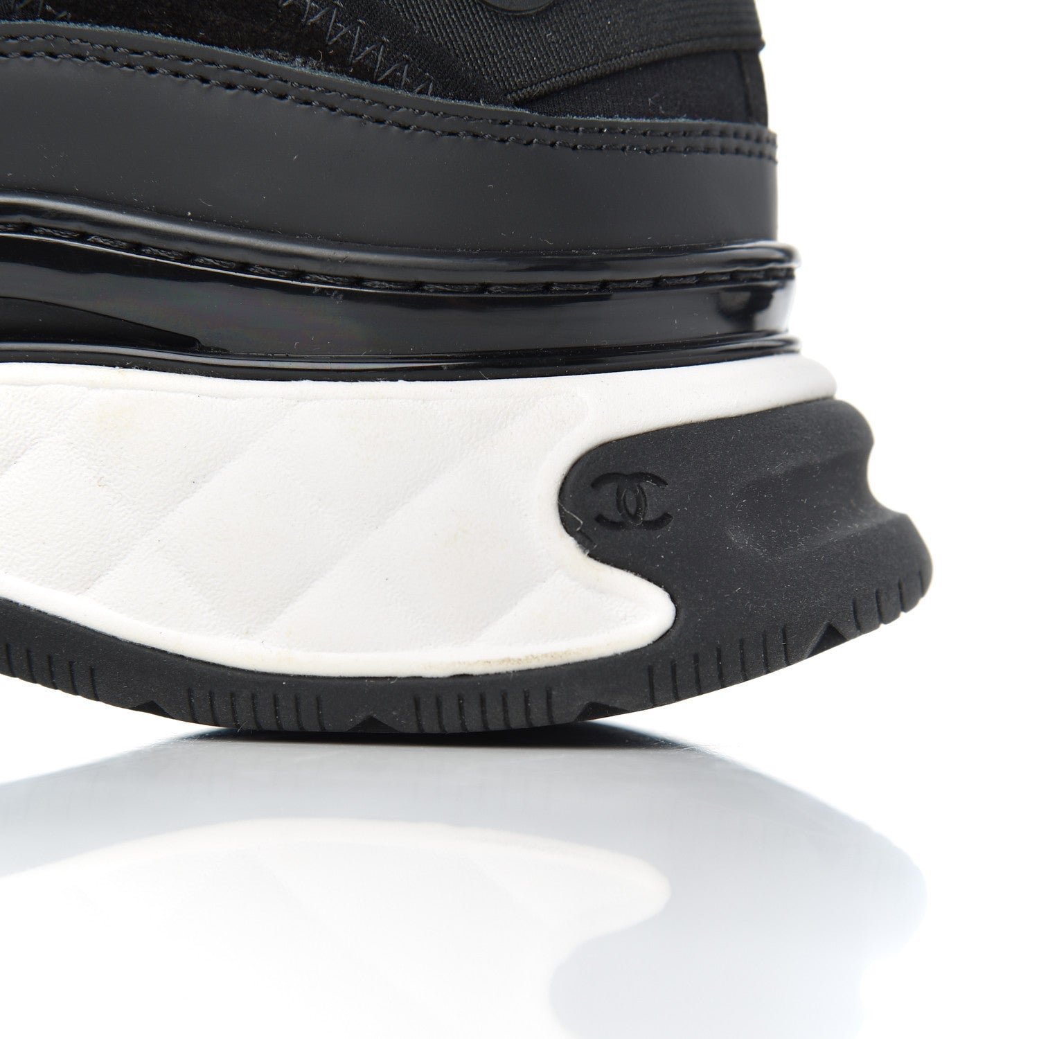 Chanel Velvet Calfskin Mixed Fibers CC Sneakers 38.5 Black 10 of 17