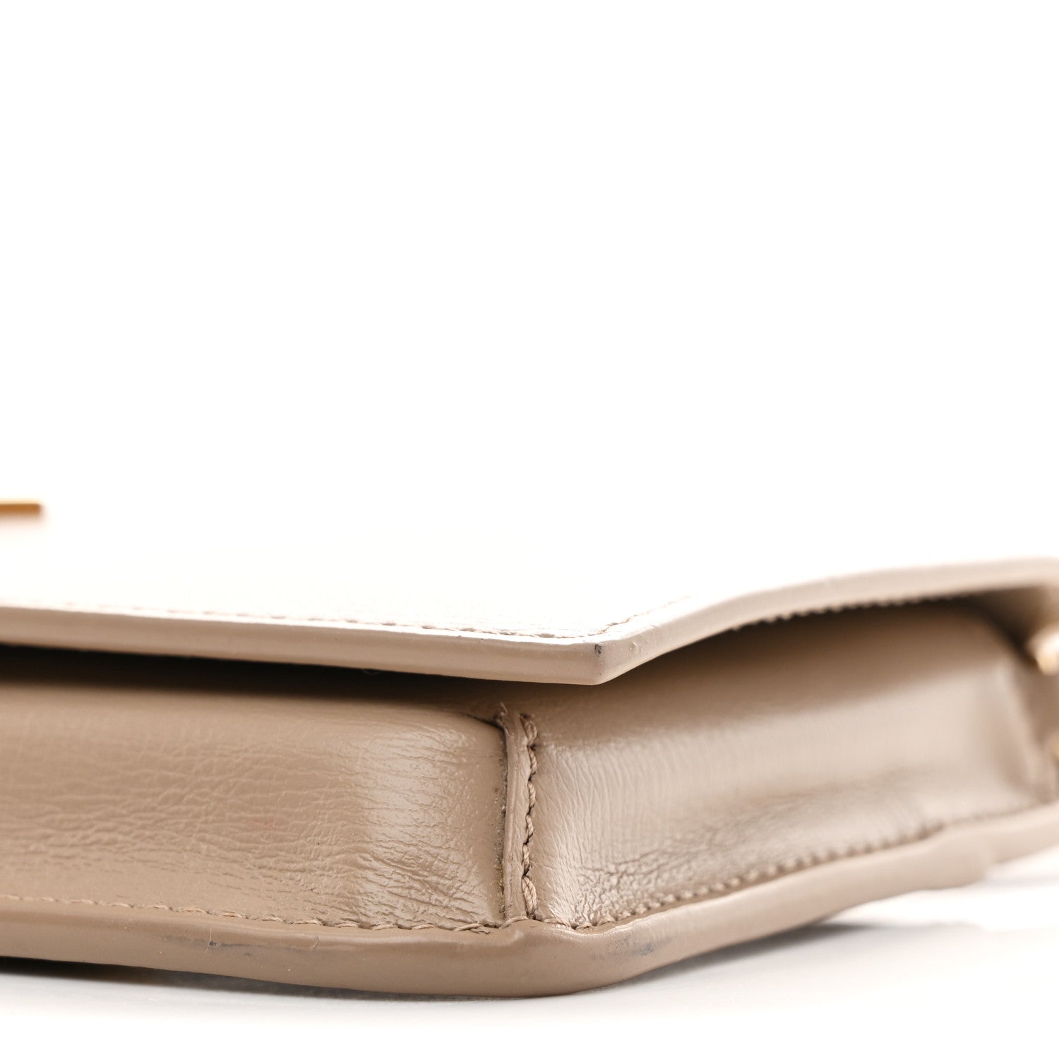 Saint Laurent Smooth Calfskin Monogram Phone Holder Crossbody Dark Beige 8 of 10