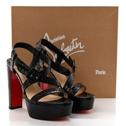 Christian Louboutin Calfskin Alligator Embossed Selima 130 Sandals 38.5 Black 8 of 8