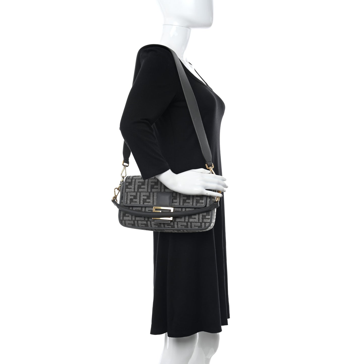 Chenille FF Embroidered Baguette Antracite Asfalto