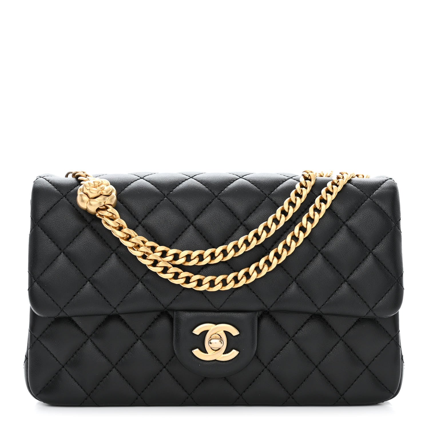 Chanel Lambskin Quilted Small Sweet Camellia Flap Black 1 of 11