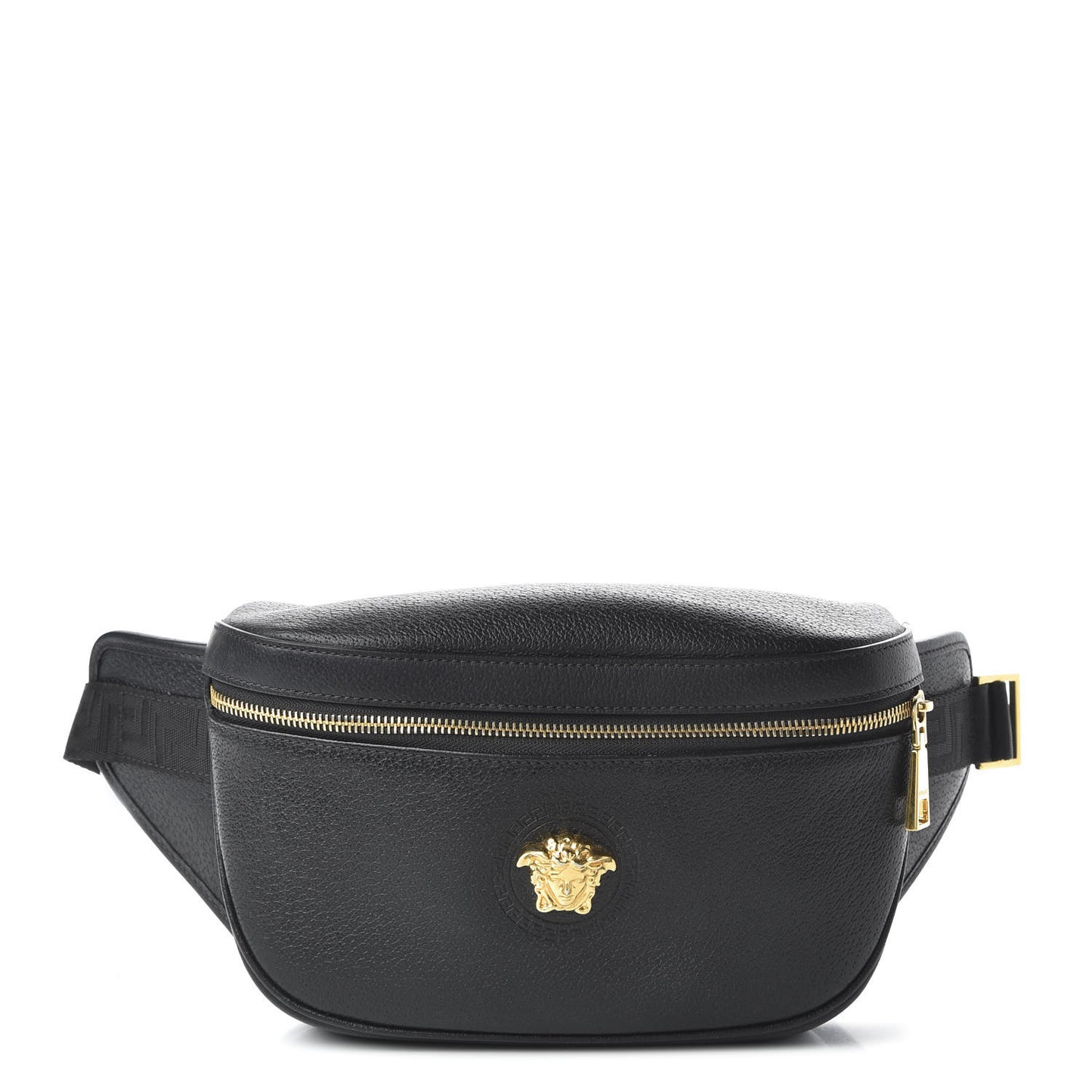 Grained Calfskin Medusa Belt Bag Black