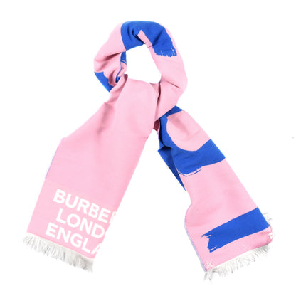 Burberry Wool Silk Love Logo Scarf Blue 1 of 4