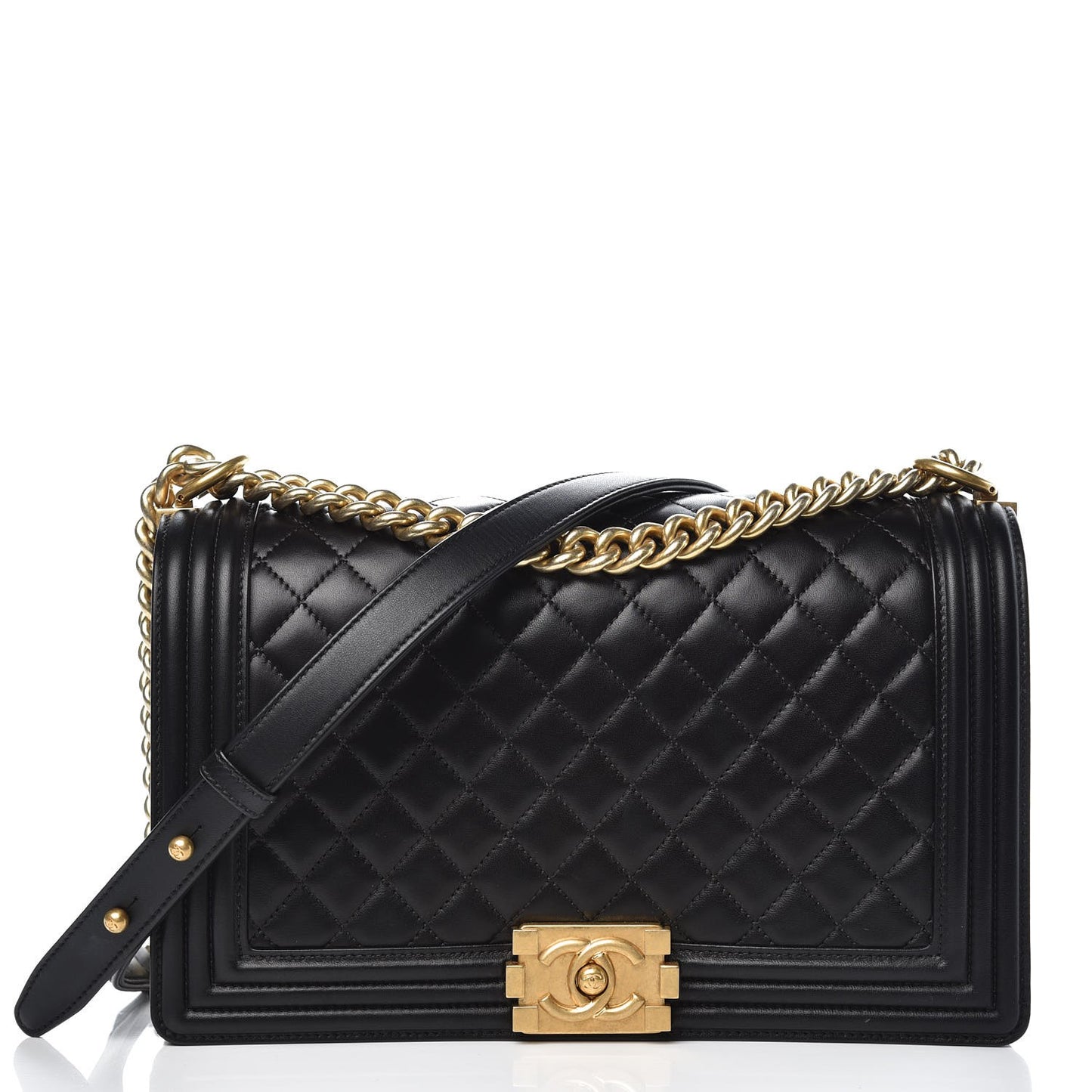 Lambskin Quilted New Medium Boy Flap Black
