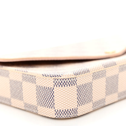 Louis Vuitton Damier Azur Pochette Felicie Chain Wallet Rose Ballerine 9 of 11