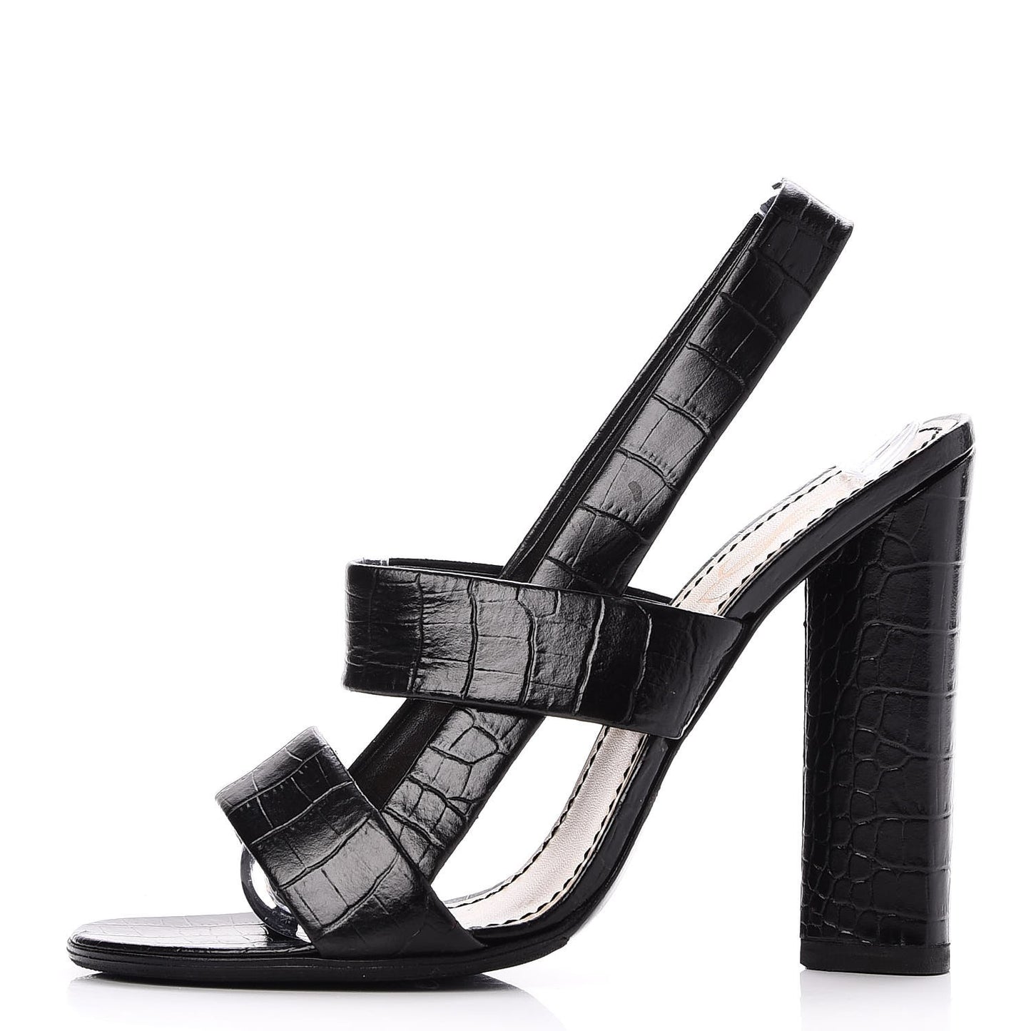 Calfskin Crocodile Embossed Sandals 39 Black