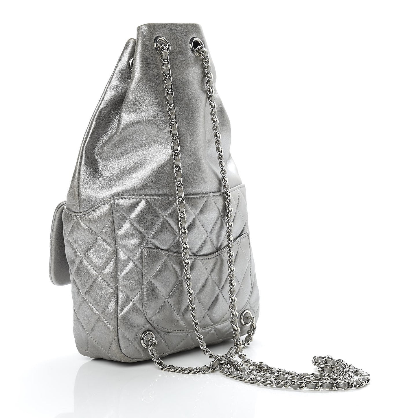 Metallic Lambskin Quilted Small In Seoul Backpack Silver