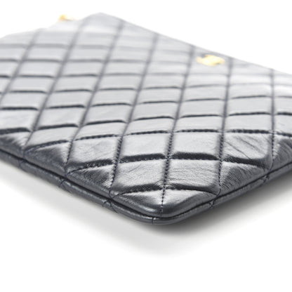 Chanel Lambskin Quilted Pearl Crush Medium Cosmetic Case Dark Blue 7 of 12