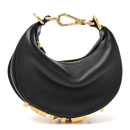 Fendi Vitello Grace Matte Nano Fendigraphy Hobo Charm Black Black 1 of 10