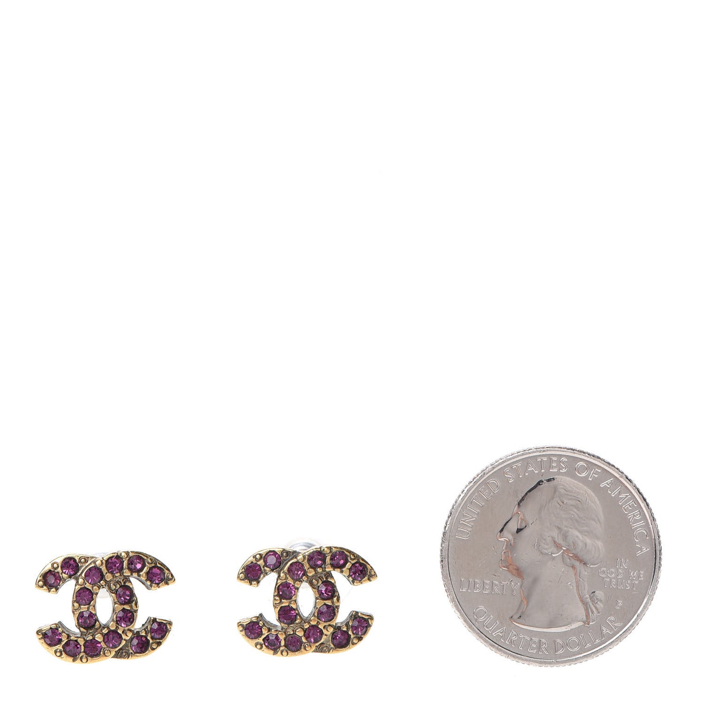 Crystal CC Earrings Gold Purple
