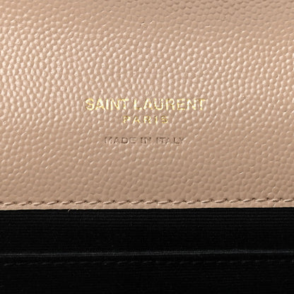 Saint Laurent Grain De Poudre Matelasse Chevron Monogram Envelope Clutch Dark Beige 6 of 8