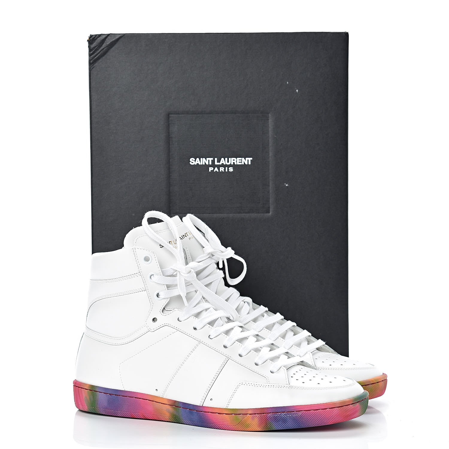 Saint Laurent Calfskin Mens Signature Court Classic SL/10H High Top Sneakers 41 Off White Multicolor Tie-Dye 11 of 26