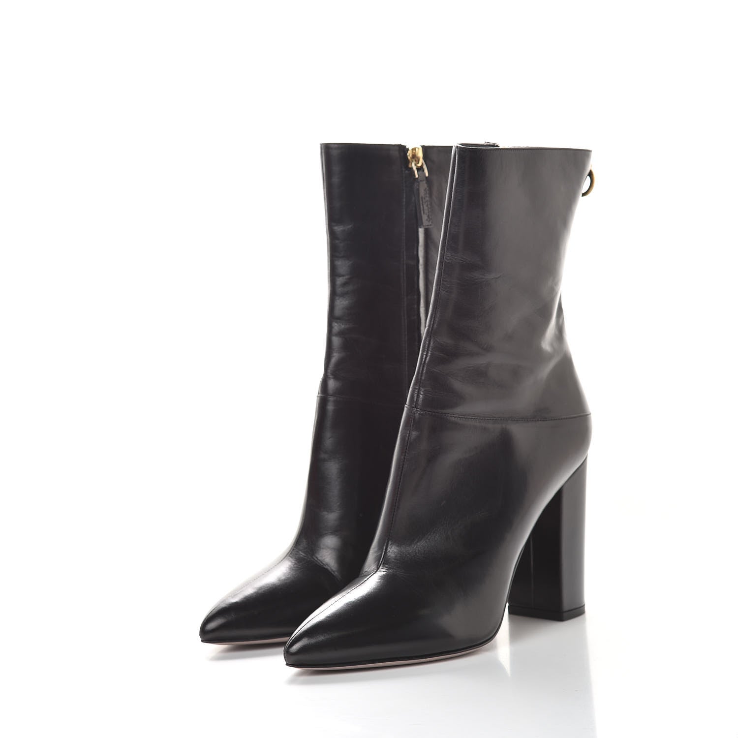 Valentino Garavani Glossy Calfskin Ringstud 100 Ankle Boots 39 Black 3 of 10