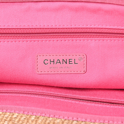 Chanel Mixed Fibers Large Shopping Bag Pink Beige 6 of 10