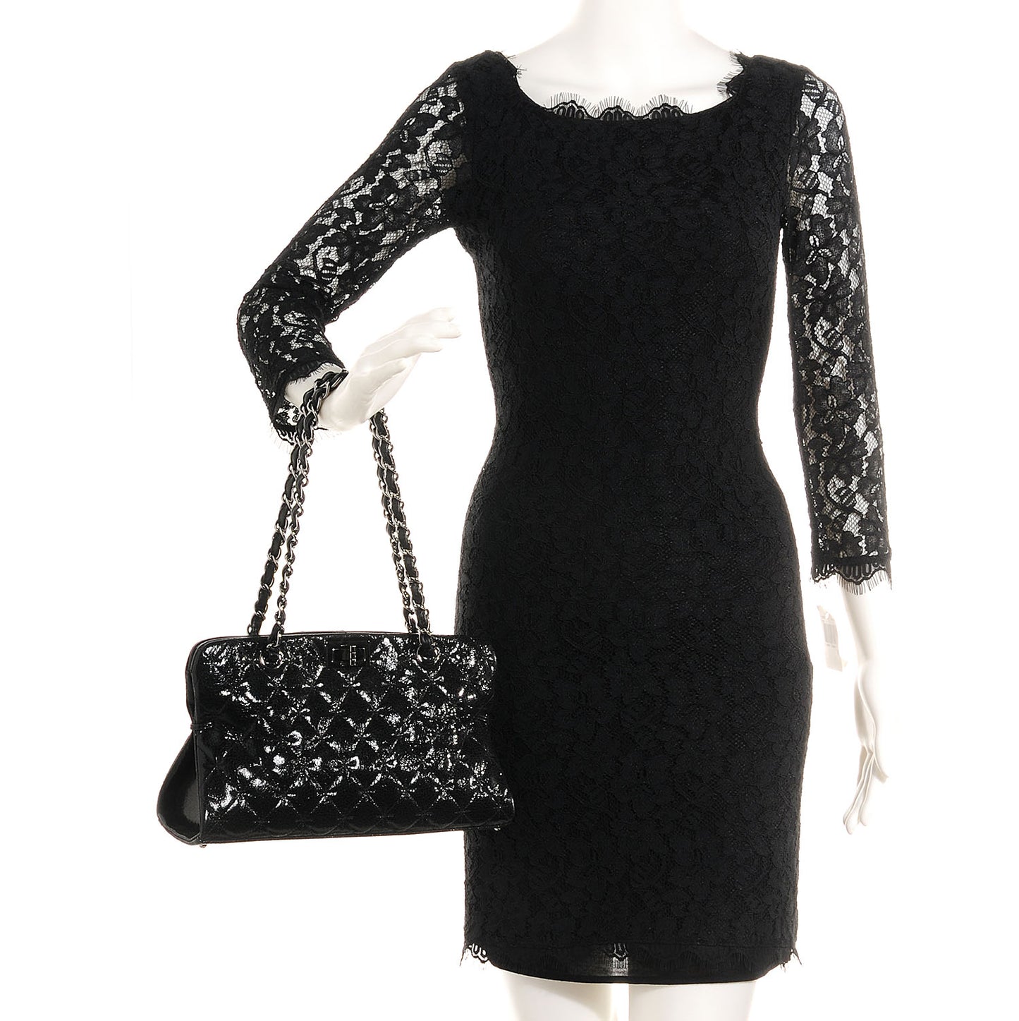 Glazed Crackled Calfskin Small Reissue Tote Black