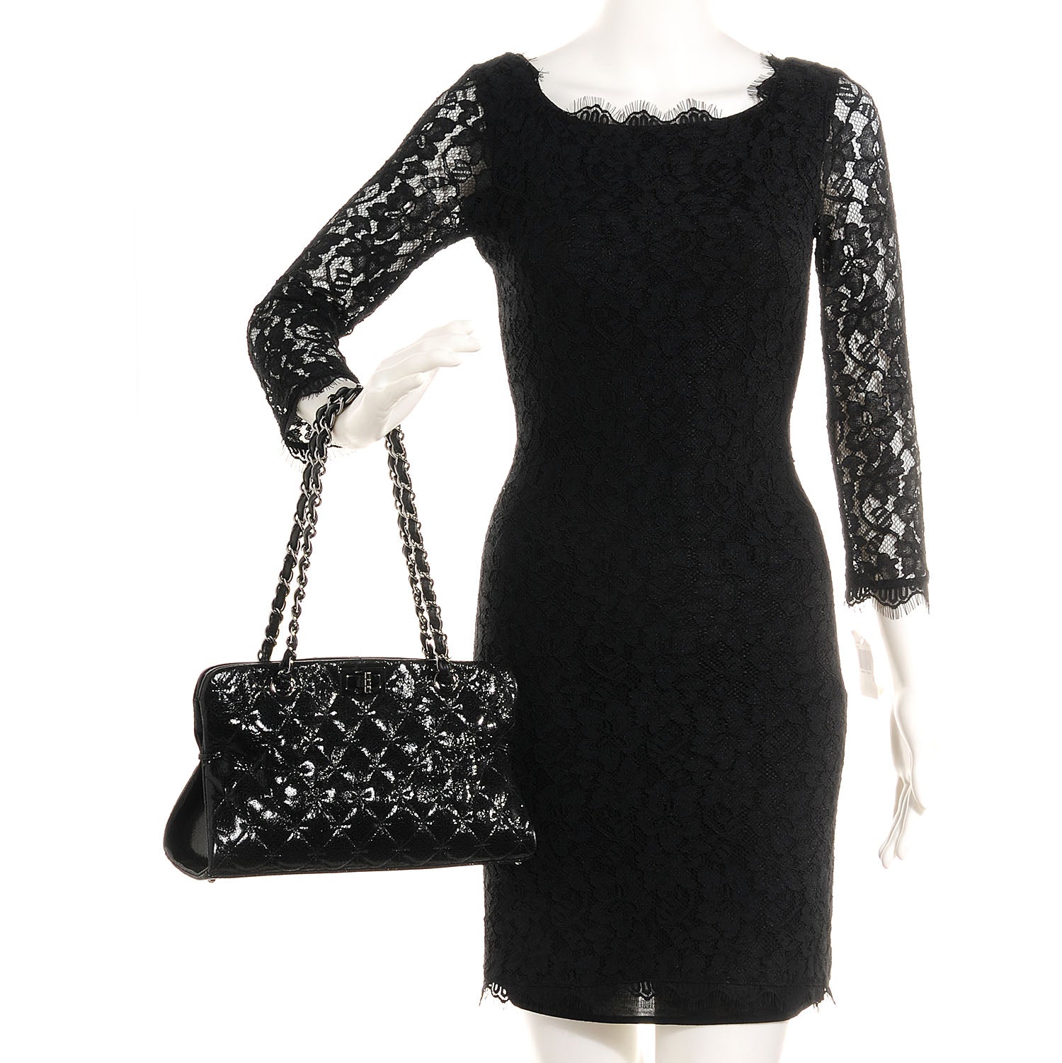 Chanel Glazed Crackled Calfskin Small Reissue Tote Black 2 of 8