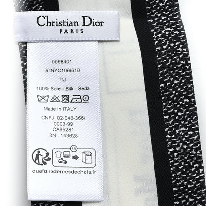 Christian Dior Silk Twill Newspaper Mitzah Scarf White Black 3 of 3