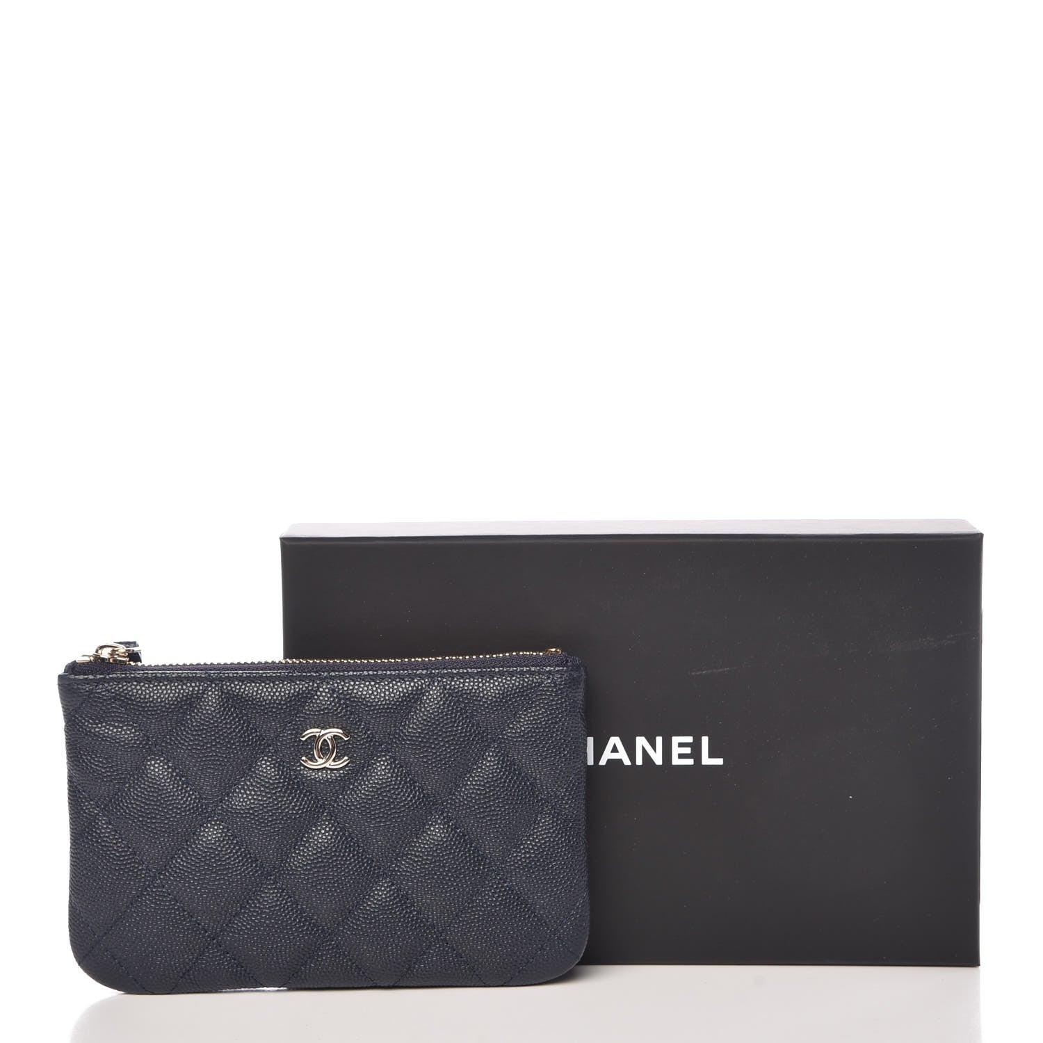 Chanel Caviar Quilted Small Cosmetic Case Navy 8 of 8